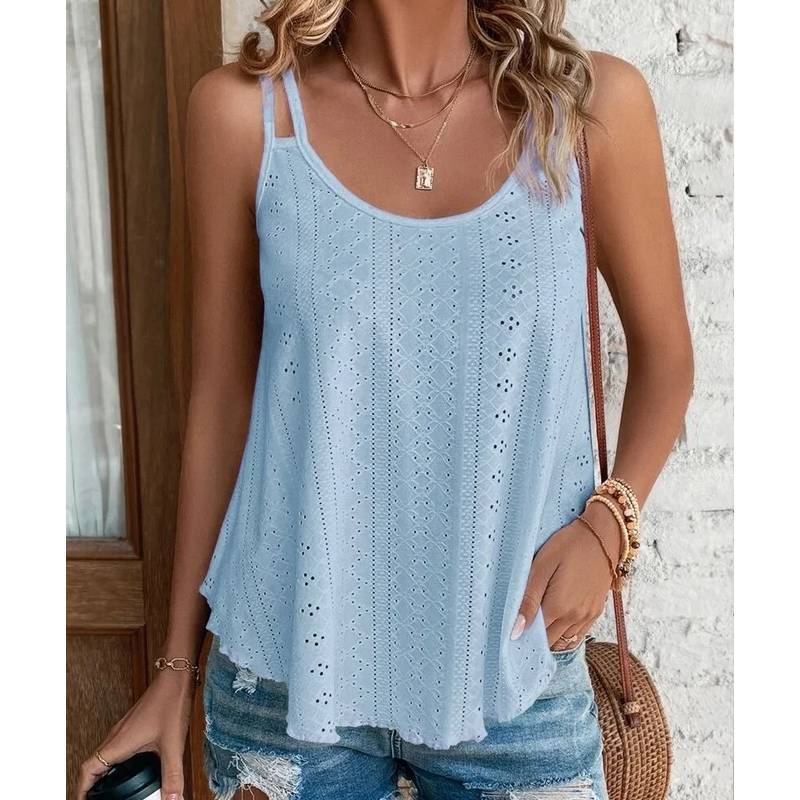 T Shirt Women Sleeveless Knit Tank Top With Round Neck For Casual Streetwear