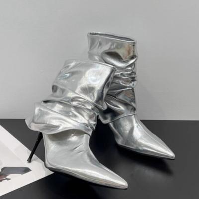 Женские ботильоны на высоком каблуке, модные кожаные туфли с острым носком, брендовые дизайнерские новинки зимы 2025 года, трендовые готические туфли Chelsea Botas Mujer