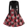Women's Fashion V-Neck Casual Slim Christmas Printed Long Sleeve Dresses
