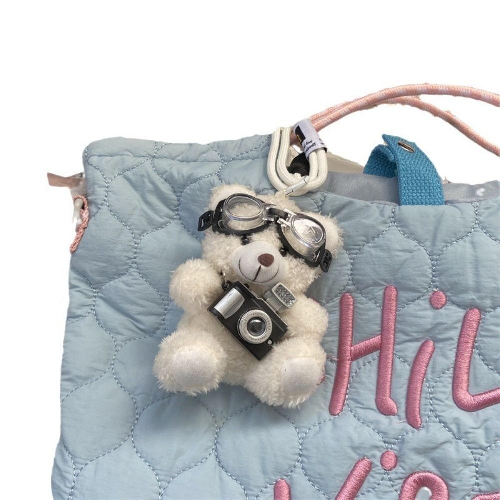 With Glasses Pilot Bear Keychain Animals Bear Doll Bag Pendant Car Keyring