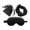 Imitated Silk Eye Cover Set Memory Foam Eye Masque 3-Piece Cloth Bag Hair Rings Storage Bag Comfortable Hypoallergenic Sleeping Shield Eye Care Tools