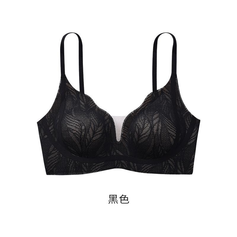 Deep V Pure Wind Sexy Lace No Steel Rim Bra Breathable Soft Support Gathering Comfortable Anti-Gravity Small Breast Underwear