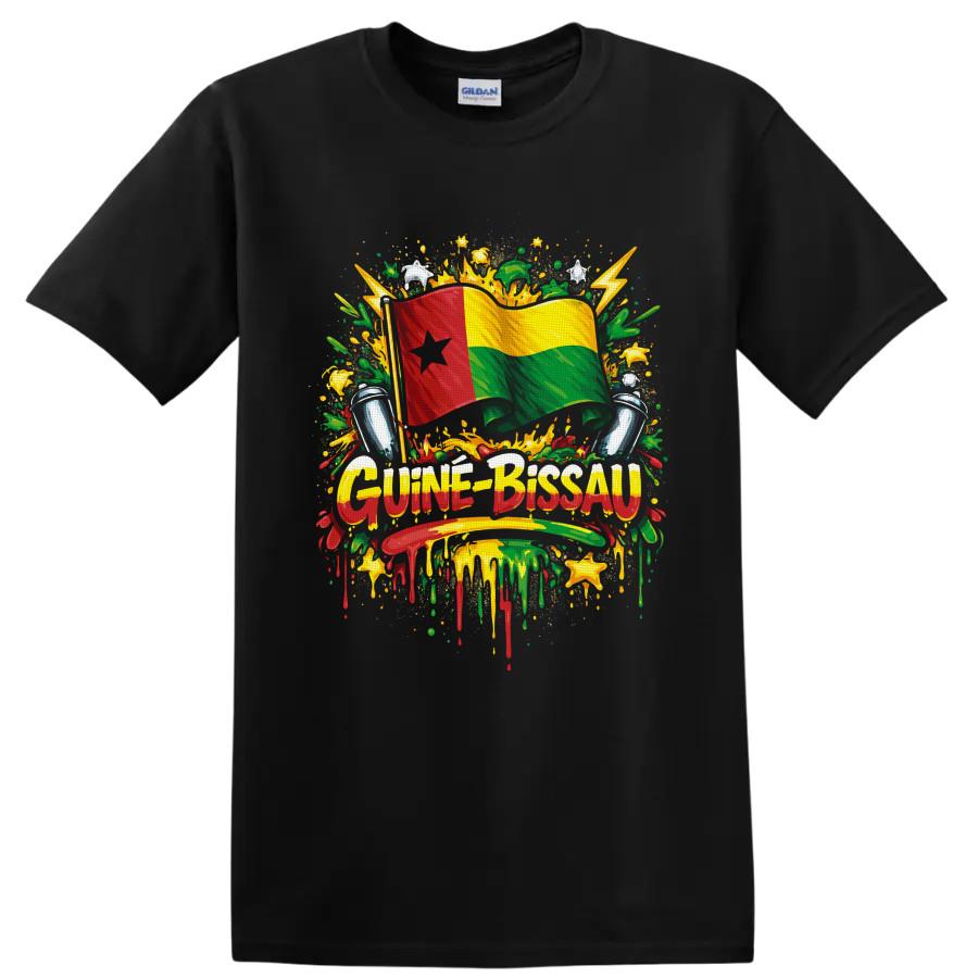 Guinea Bissau Flag T Shirt African Heritage Paint Splash Graphic Bold Pride Tee
