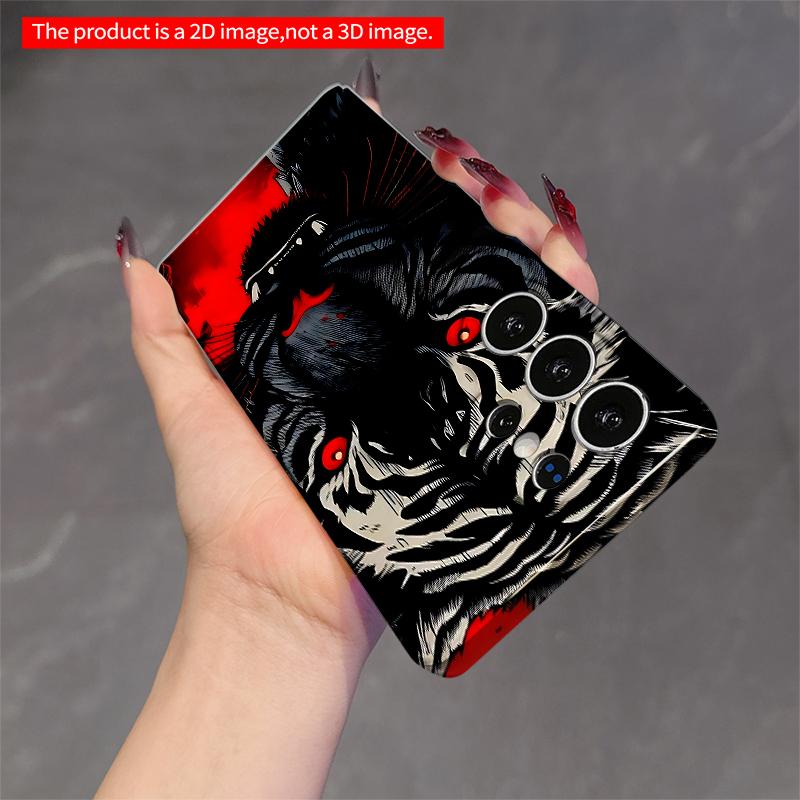 2DFlat Samsung phone case Black Tiger with Red Eyes Wallpaper Applicable to Galaxy S23 S24 S25ULTRA S26 A12 A14 A15 A16 A54 A55
