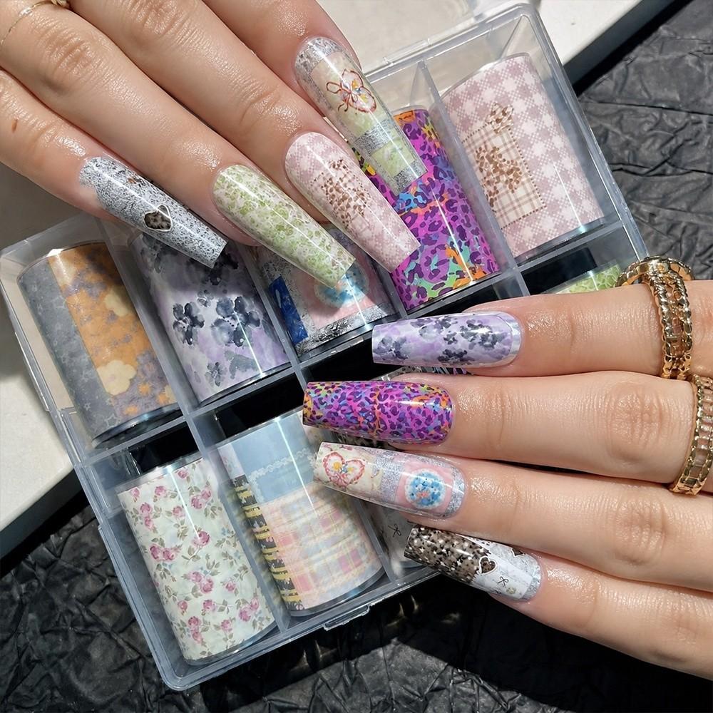 Leopard Print Nail Foils Flower Nail Art Stickers Professional Manicure Decals Nail Decoration