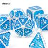 7 Pcs Blue White Dragon Metal Dice Solid Metal Polyhedral Dice Set Suitable for Role-Playing RPG  Board Game Card Game