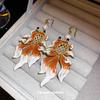 Элегантные серьги с жемчугом «Золотая рыбка»: Роскошный ретро-китайский дизайн