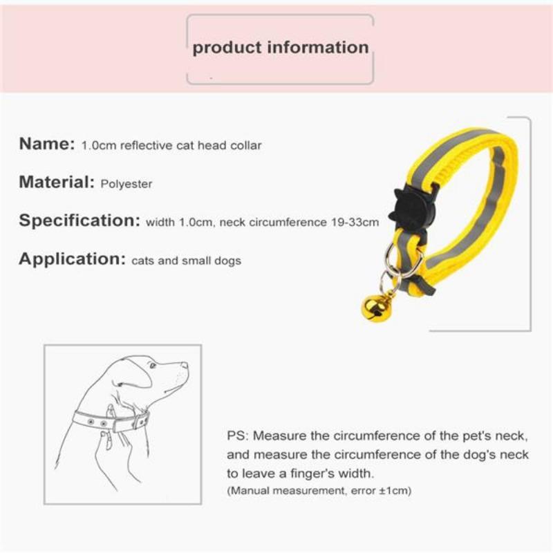 Товары для домашних животных Ошейник для кошек Мультяшная голова кошки Цветной колокольчик Аксессуары для домашних животных Светоотражающий ошейник для собак