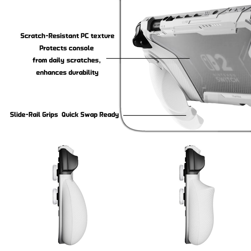 PlayVital Nintendo Switch 2 Protective TPU Case Cover with Interchangeable Charging Dock Thumb Grip Ergonomic Improved Grip BEYOND-GRIP (2025) Grips,