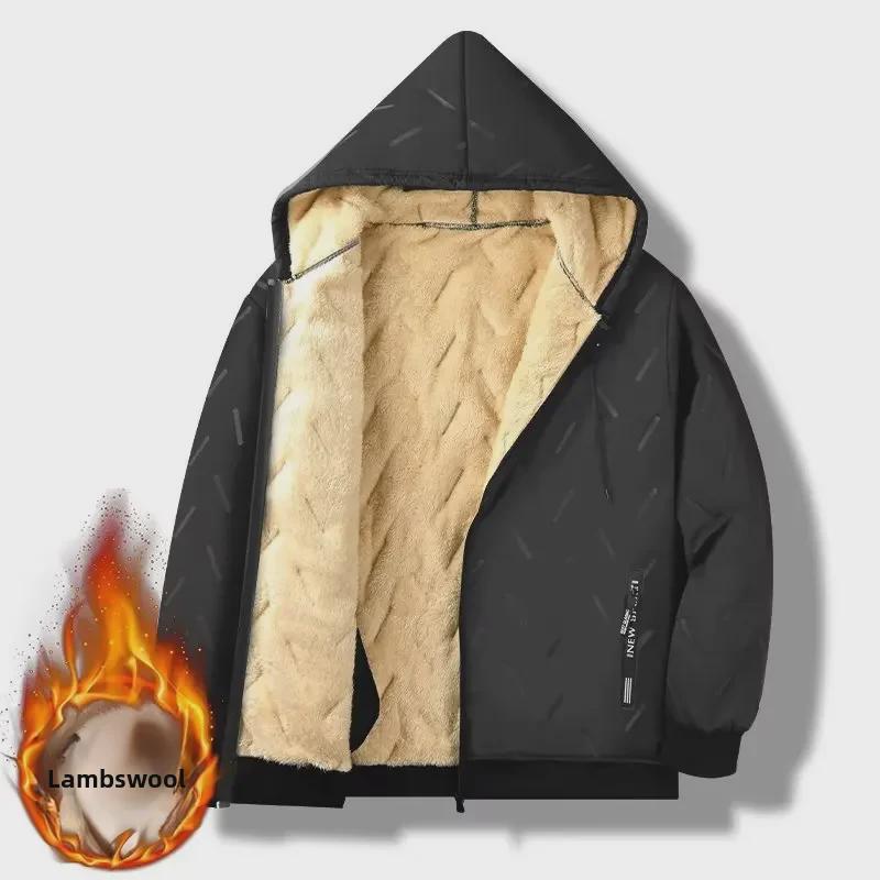 Men's Hooded Lambskin Velvet Winter Jacket