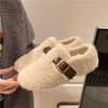 Мода 2024 Весна Осень Новые Модные Цветные Блокированные Пряжки Внешнее ношение Женские Мохнатые Хлопковые Туфли Удобные Женские Туфли