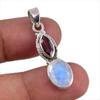 Подвеска из стерлингового серебра 925 пробы с натуральным радужным лунным камнем и гранатом, 1,50 дюйма i2g93