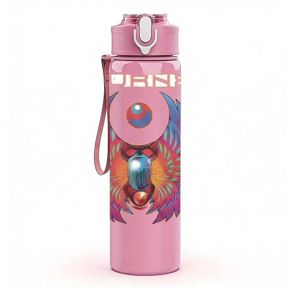 1PC Purple Moon Symbol 750ml sports water bottle leakproof straw lid outdoor office home