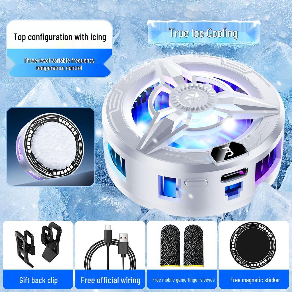 Магнитный кулер для мобильного телефона с бесшумным двухъядерным полупроводником для киберспорта и игрового стриминга. Включает конструкцию без льда и VGA-кабель.