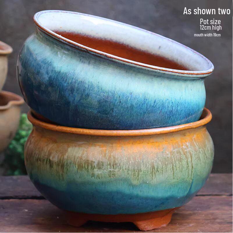 Handmade Retro Ceramic Pot: Large Opening Succulent & Flower Planter for Chlorophytum, Rose, Orchid, & Green Plants