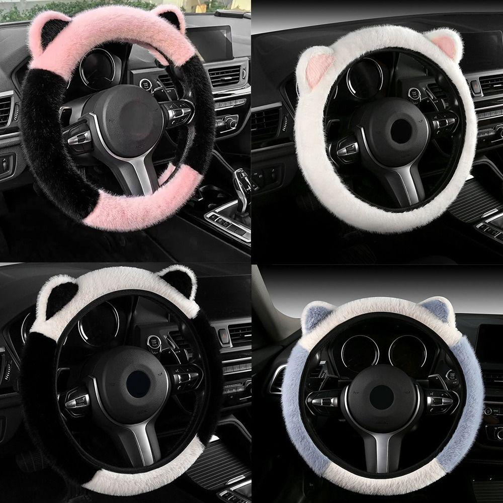 Soft Steering Wheel Cover Cute Cat Ears Steering Wheel Cover Plush Steering Cover for Car Steering
