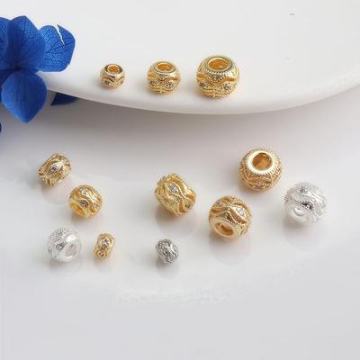 Позолоченные (14K Gold-Filled) бусины-разделители с цирконами для изготовления браслетов и ожерелий своими руками