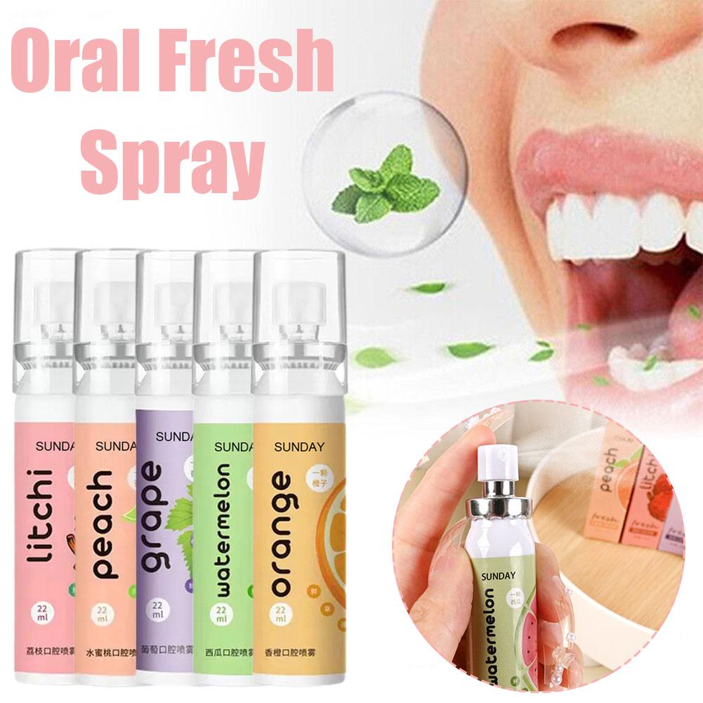22ML Breath Freshener Spray Fruit Litchi Peach Flavor Spray Spray Mouth Portable Male Kissing F R1M0