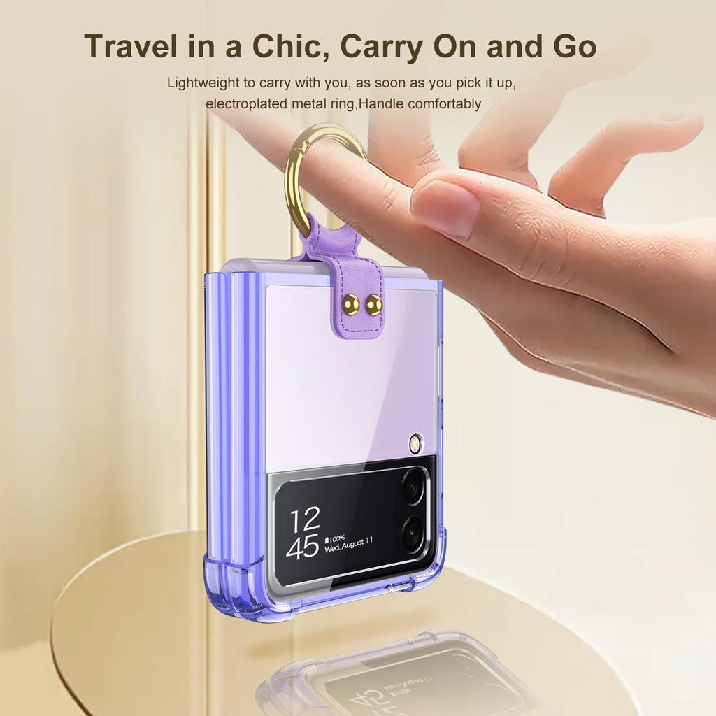 Drop Protection Clear Finger Ring Case For Samsung Galaxy Z Flip 3 5g Flip3 Non -Fingerprint Cover Fundas