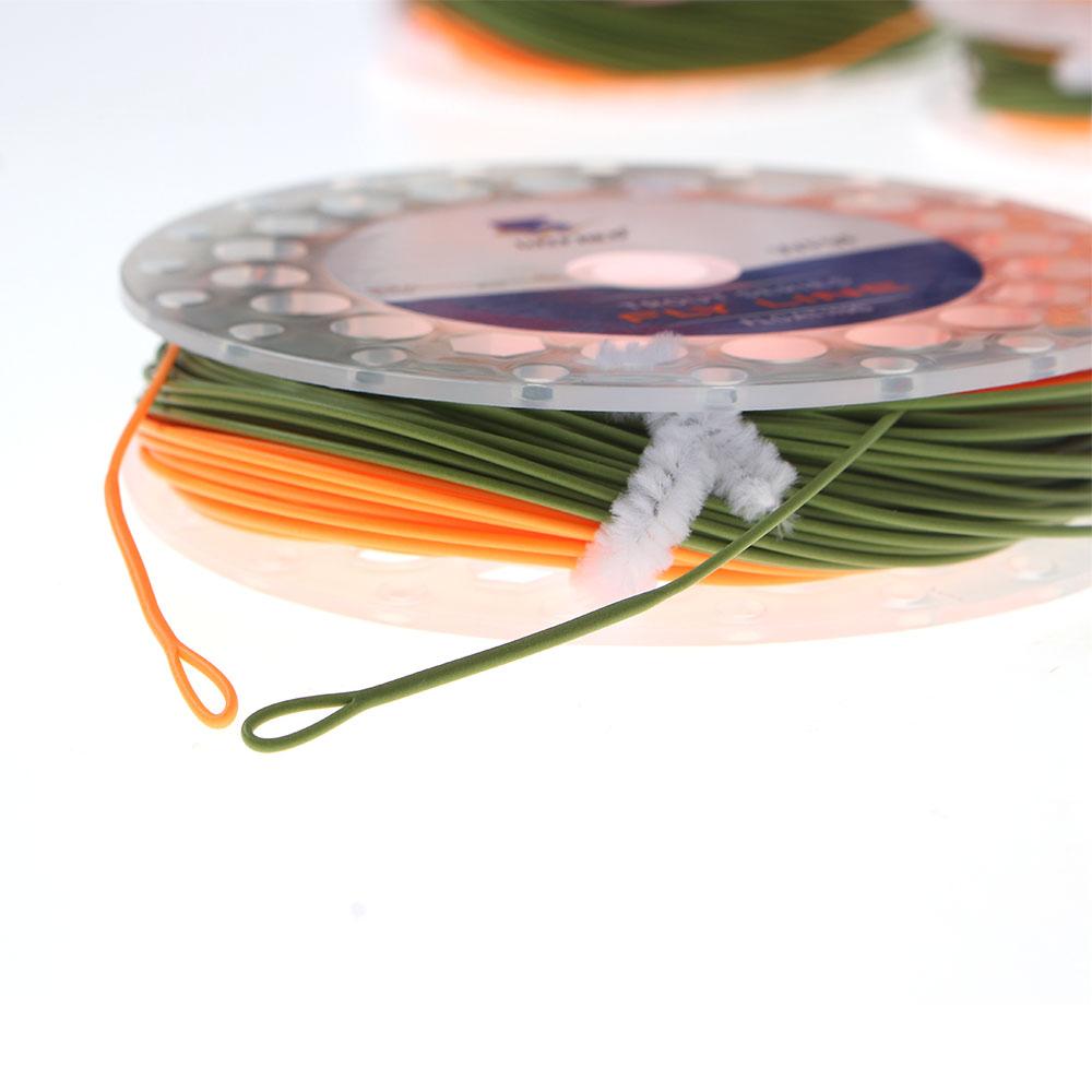 1PC Fly Fishing Line 80FT~100FT Orange/Moss Weight Forward Floating WF1F-WF9F 2 Welded Loops Trout Fly Fishing Tackle Rivers Lakes Streams