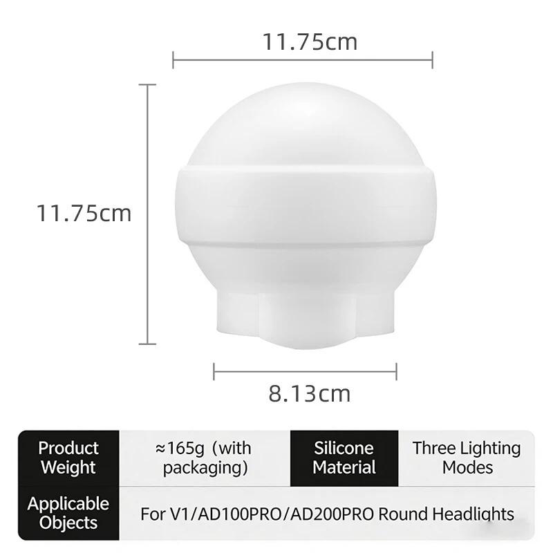 AK-R22 Silicone Soft Ball Diffuser for V1 Round Head Flash, AD100pro & H200R Speedlite