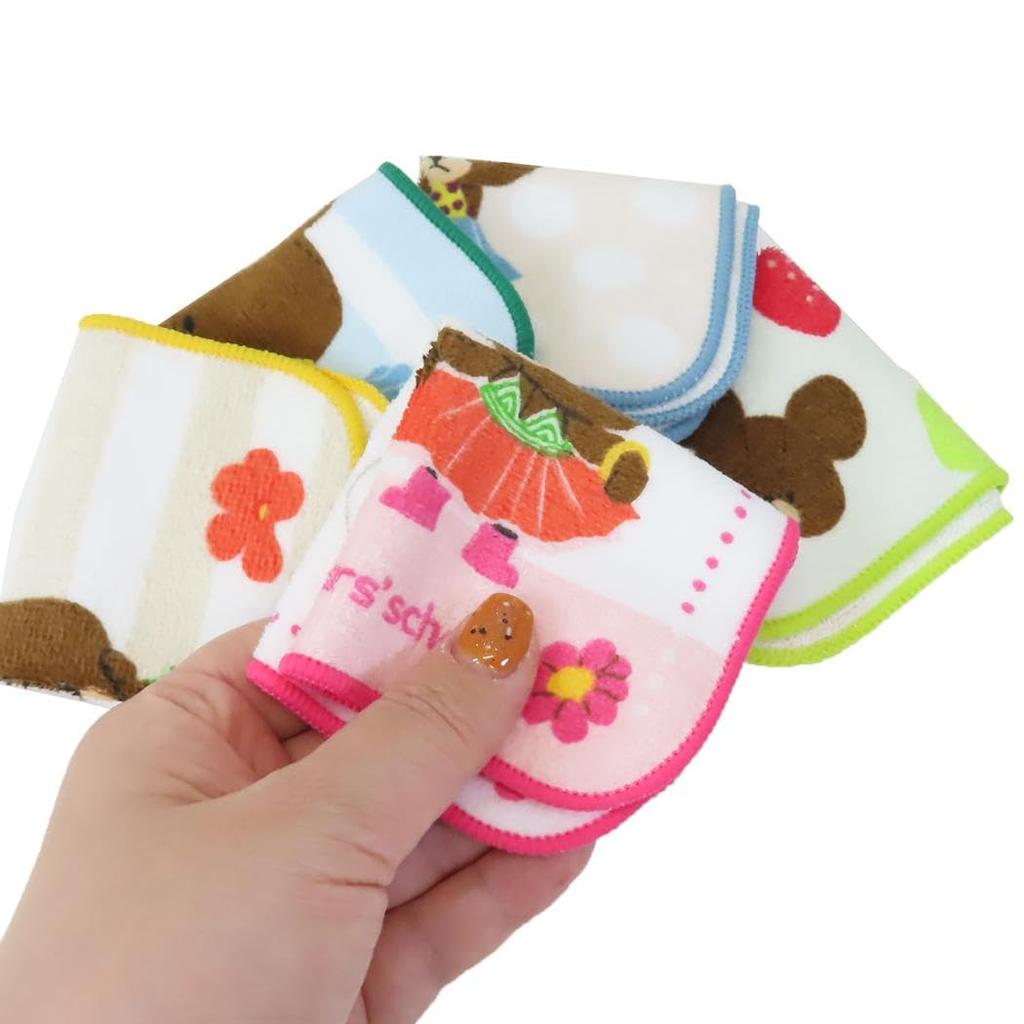 Marushin School Petit Towel Носовой платок Набор из 6 полотенец для девочек Жаккардовый яблочный антибактериальный и дезодорирующий Bear's & (Ретро 5, Полотенце, Девушка,