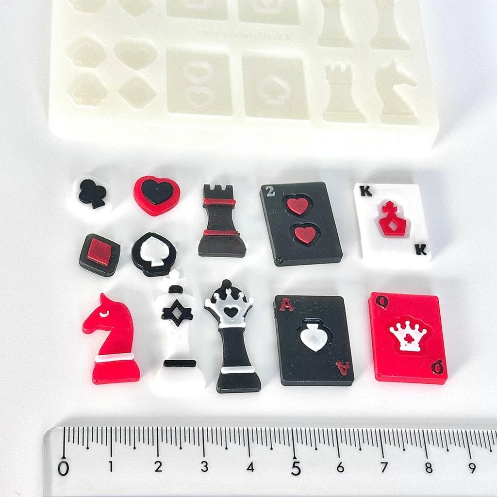 Chess and Cards Making Mould Kit Easy To Clean Silicone Casting Mold Handmade Accessories Mould for Craft Enthusiasts