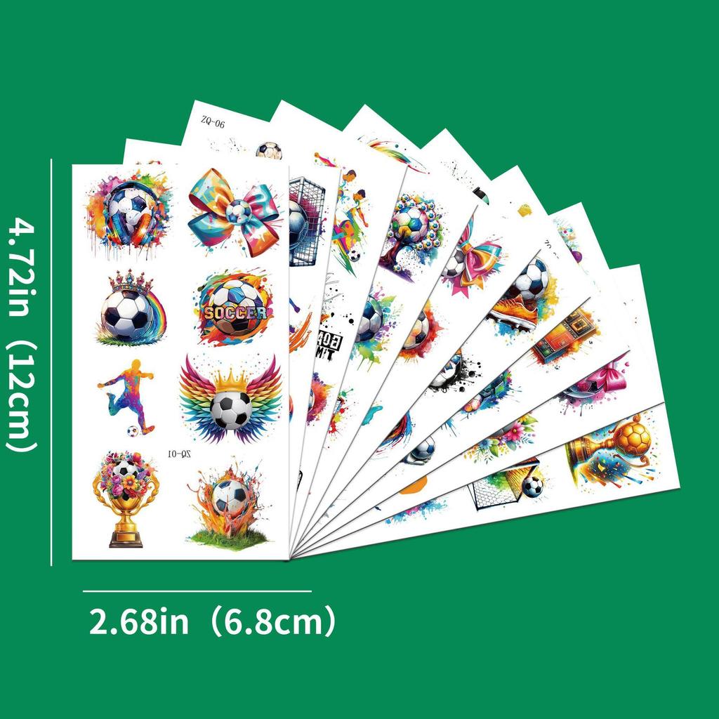 Painted graffiti soccer temporary tattoos, party props, 20 pieces per set.