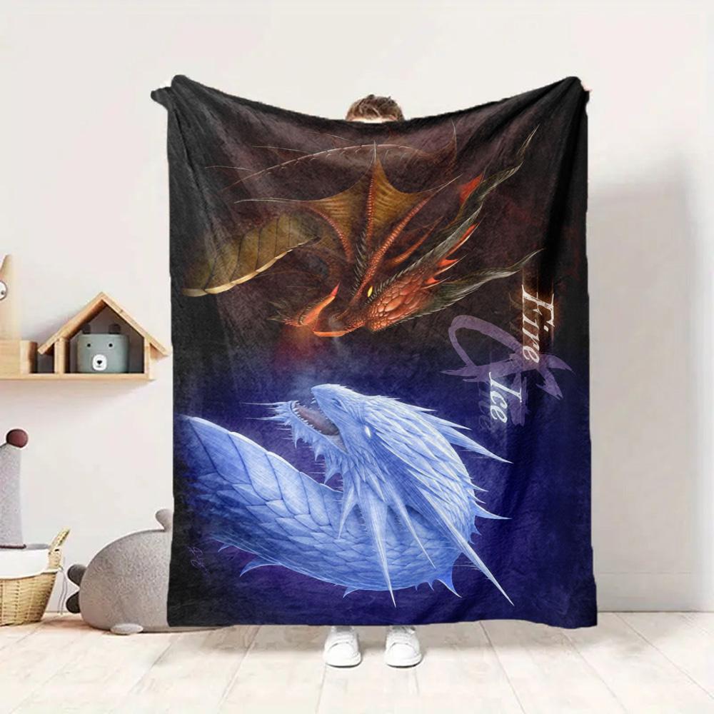 Fire Ice Dragons Flannel Blanket Throw Blanket Soft Warm Sofa Bed Camping Car home Decor Unique Christmas Gift C9302151