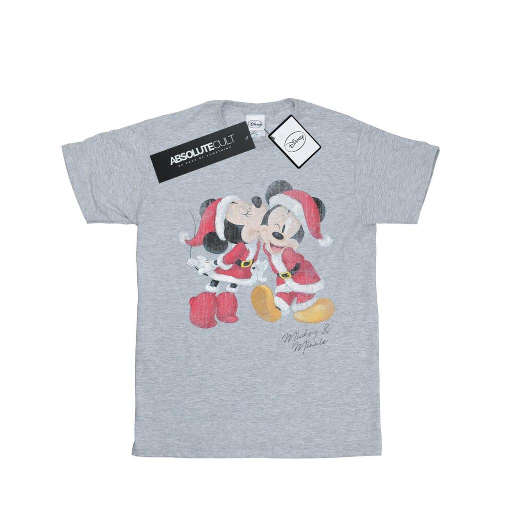 Disney Womens/Ladies Mickey And Minnie Christmas Kiss Cotton Boyfriend T-Shirt