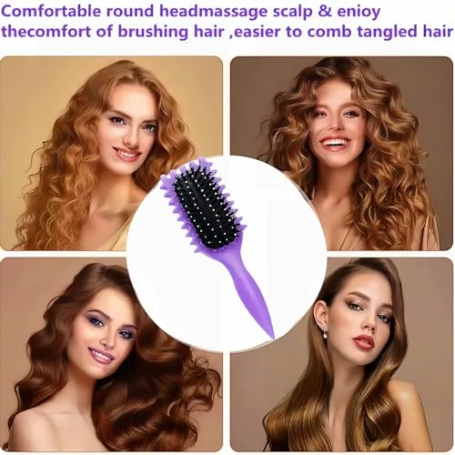 Purple Curly Hair Brush for Defined Curls Detangles Natural Hair Reduces Frizz Features Spiked Bristles to Lift and Define Curls Ergonomic Handle