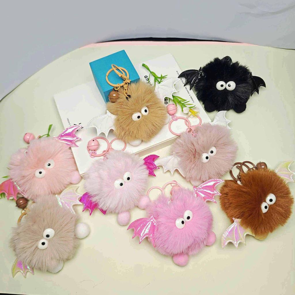 Cross-Border Plush Little Devil Soot Ball Faux Rex Rabbit Fur Pendant Keychain/Backpack Charm