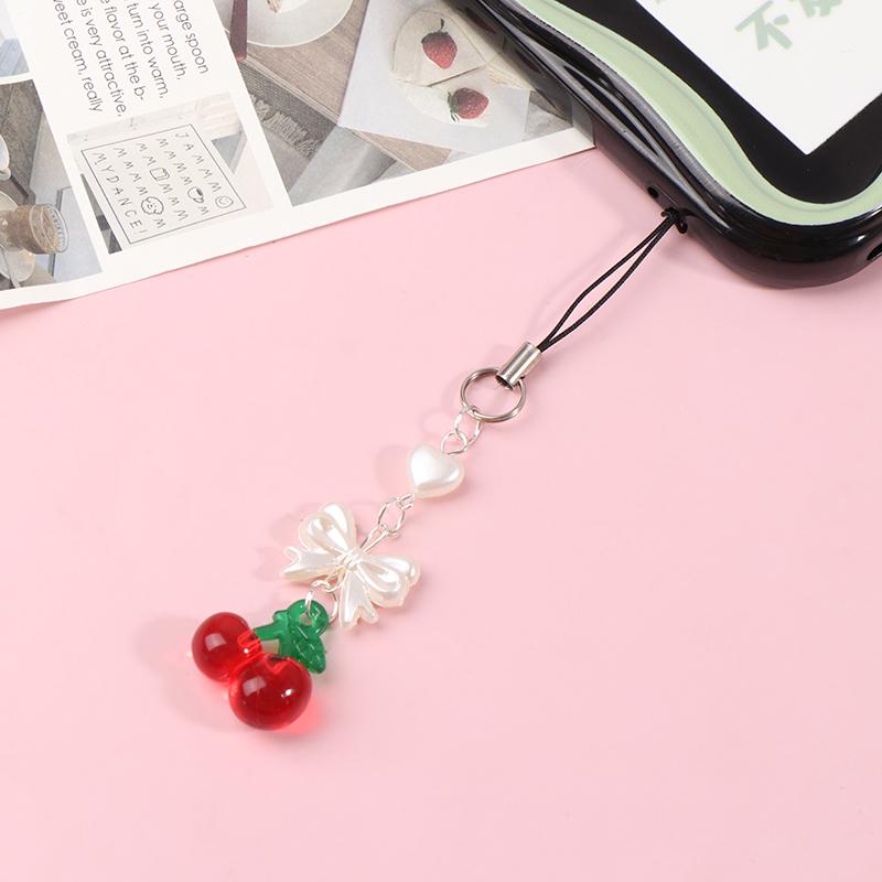 Y2K милый бант вишневый шнурок для телефона милая летняя цепочка для мобильного телефона для девочек корейский бисерный брелок для мобильного телефона