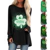 Women's Fashionable Loose Mid-length Round Neck Pullover St. Patrick's Day Printed Raglan Sleeves Long-sleeved Casual Top