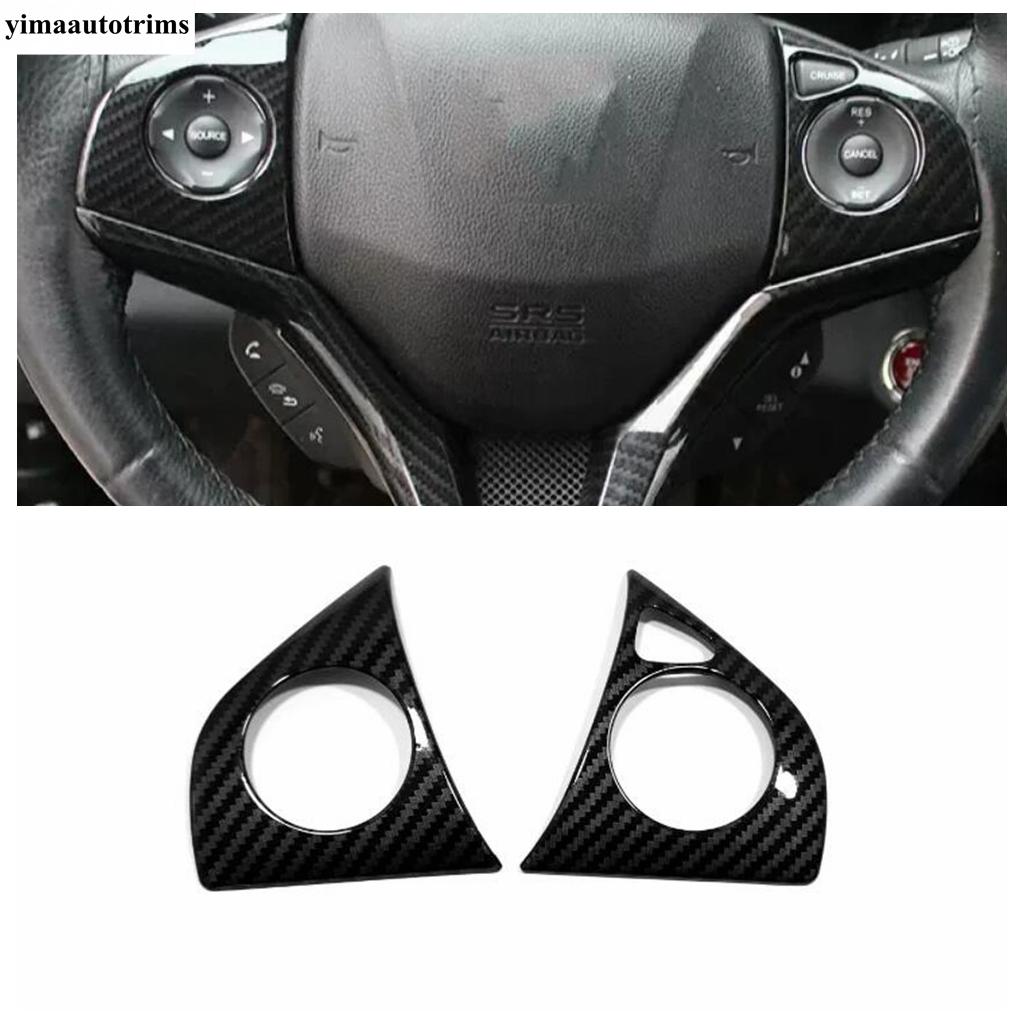 For Honda Vezel HR-V 2014 - ABS Carbon Fiber Car Steering Wheel Button Frame Decoration Cover Trim Accessories Interior