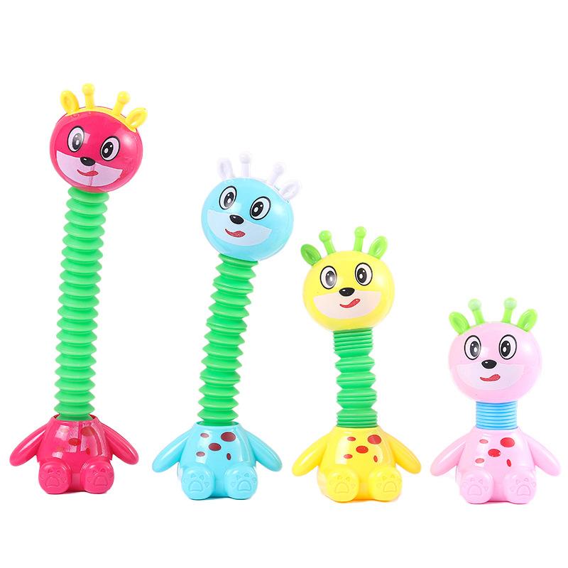 Pop Tube Giraffe Sensory Toys Stress Relief Decompression Stretched Cartoon Deer Fidget Toys For Kids Boys Girls Party Gifts