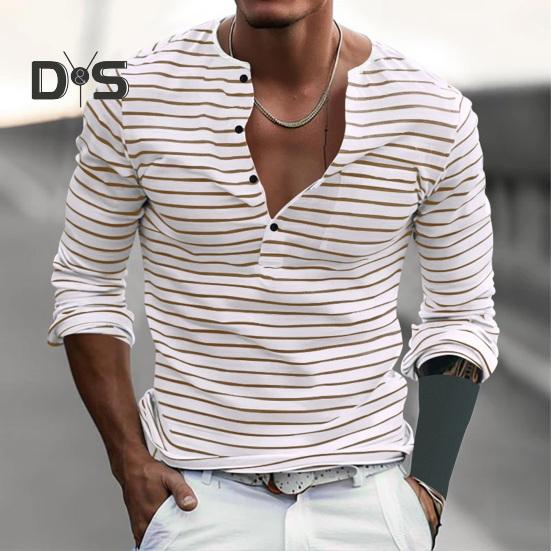 Осенне-весенний мужской топ с V-образным вырезом, полосатым принтом, цветной свитер с длинными рукавами, повседневная рабочая рубашка средней длины