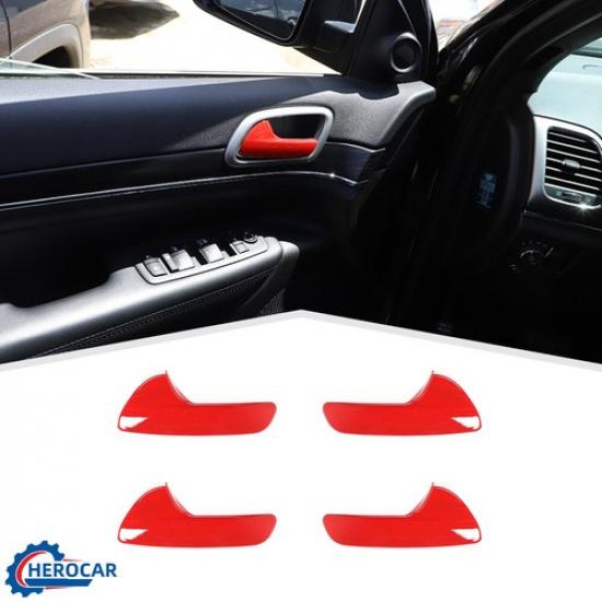 4x Door Handle Decor Cover Trim Bezels Frame for Jeep Grand Cherokee 2011+ Red