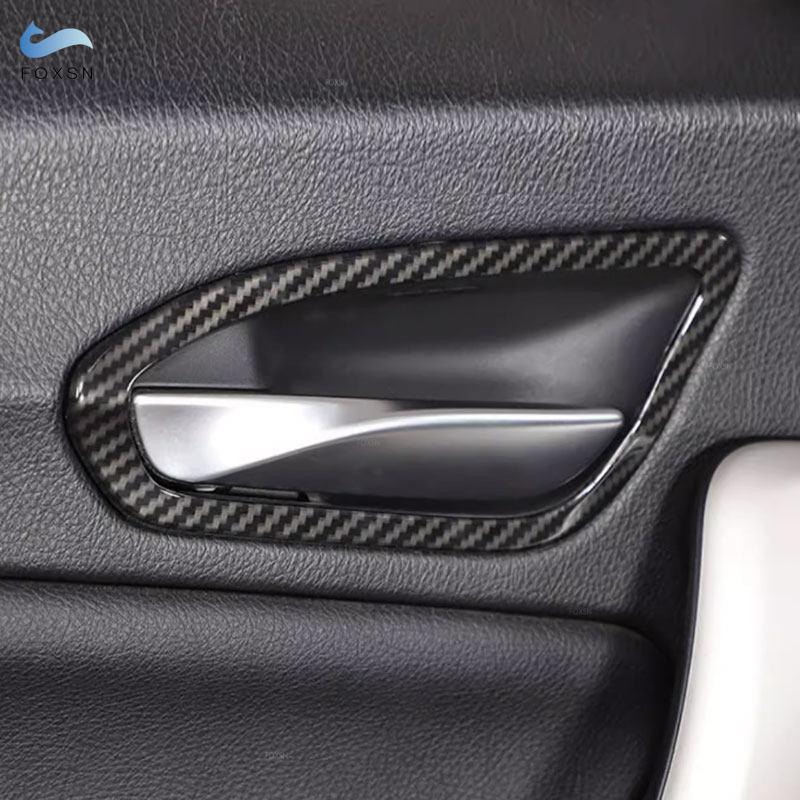 For BMW 1 2 Series F20 F21 F22 F23 2012-2018 ABS Carbon Fiber Texture 2pcs Car Interior Front Door Handle Bowl Frame Cover Trim