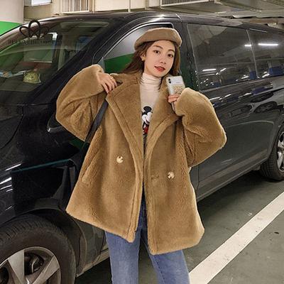 Новое женское зимнее теплое пальто с плюшевым мишкой из искусственного меха, плотное женское пальто с отложным воротником, женское теплое пальто Casaco Feminino