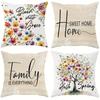Наволочки с цветочным цитатным принтом - Дизайн на тему «Сладкий дом и семья»Подушка для дивана в гостиной, украшение для спальни