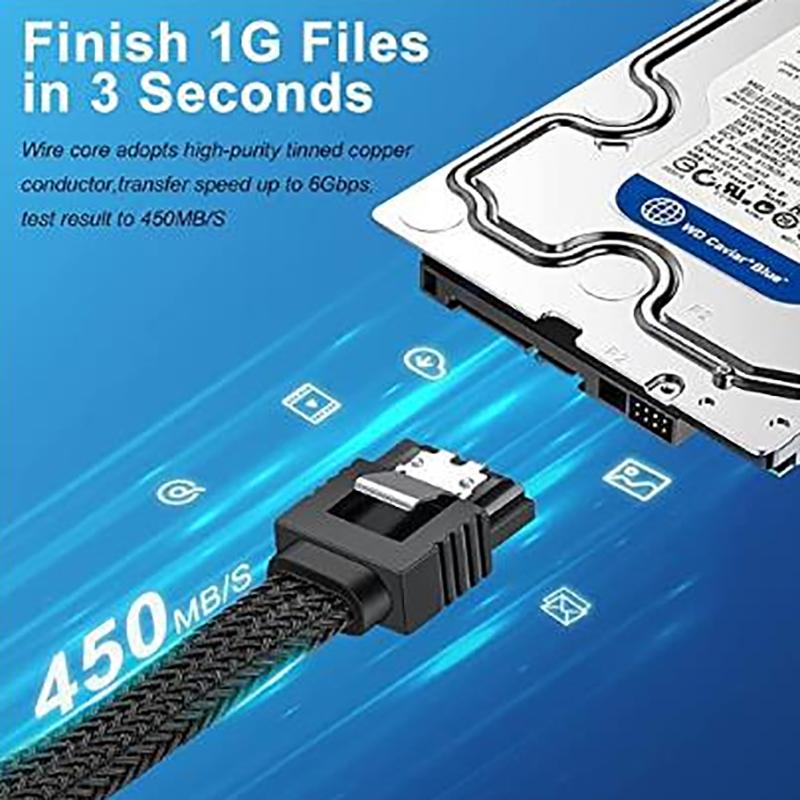 Sata 3.0 Iii Sata3 7-контактный кабель для передачи данных 6 Гбит/с Кабели для SSD HDD Жесткий диск Шнур Линия с нейлоновой премиальной оплеткой