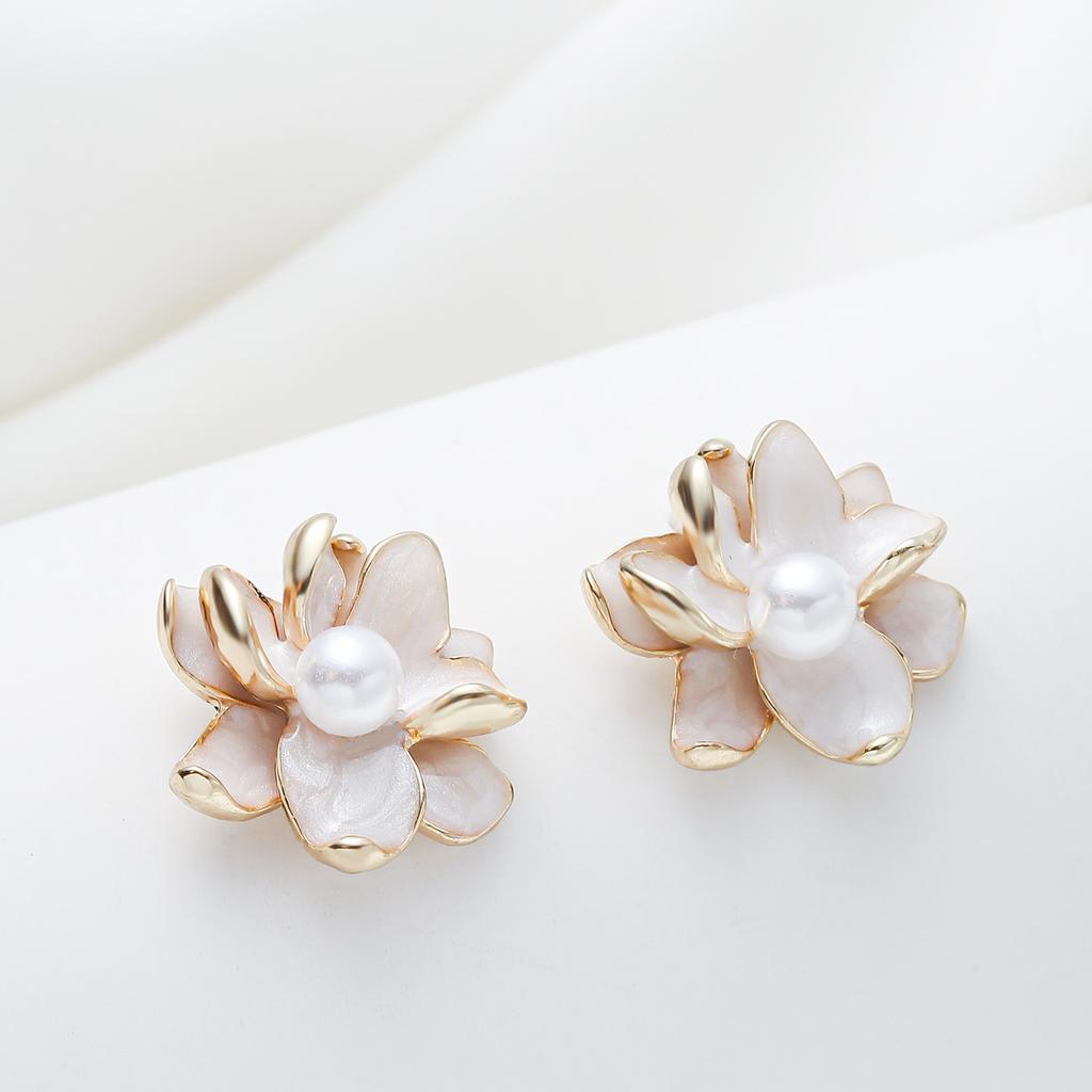 Серьги-гвоздики в виде цветка индивидуальный дизайн тычиночный дизайн инкрустированные жемчужные серьги легкие роскошные серьги