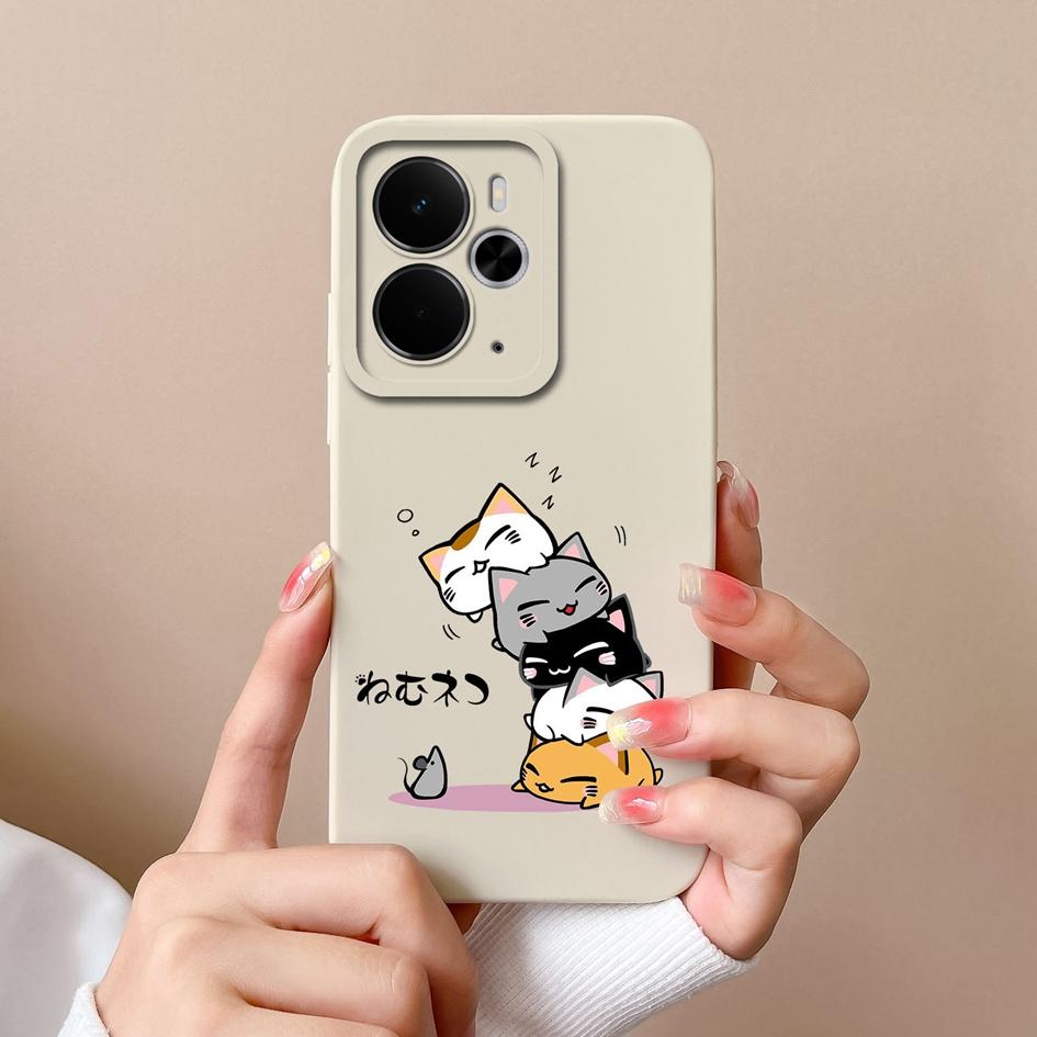 Чехлы для Oppo Realme C75x 14X 14 14T Narzo 10 30 60 P3 A5 Pro с милым рисунком котенка и совы жидкий силиконовый пылезащитный корпус для Oppo Shell