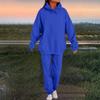 Women's Fashion Casual Solid Color Loose Hooded Sweatshirt Suit