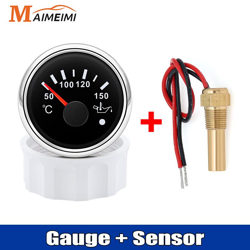 52MM Car Gauge Oil Temperature Gauge 50-150°C Digital Oil Temp Sensor 1/8NPT With Alarm For 12V 24V Car Boat Marine Motorcycle