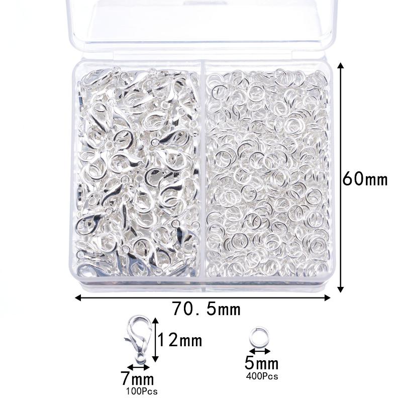 500Pcs/Box Jewelry Making Kit Lobster Clasps & Jump Rings With Box For Diy Chain Necklace Bracelet Anklet Supplies Connectors