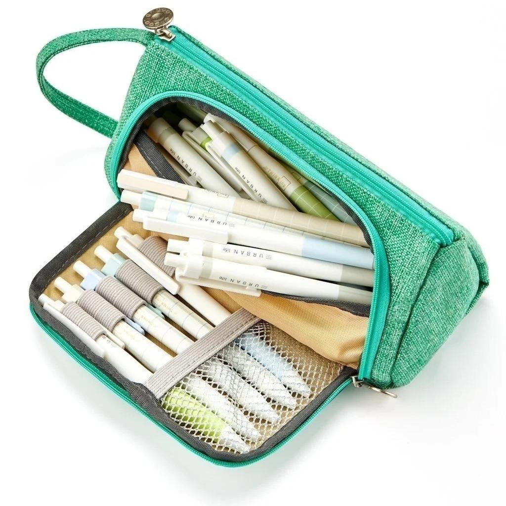 Простой пенал большой вместимости, школьный портативный холщовый мешочек, школьные канцелярские принадлежности, сумка для ручек, держатель, коробка, корейская канцелярия