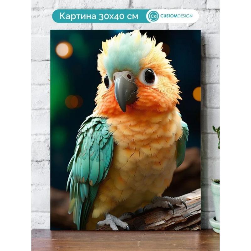 Авторская картина со стеной из птиц, 20x30 см, Декор для дома