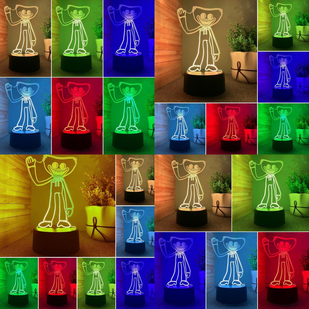 Stylish Poppy Playtime Huggy Wuggy Night Light 3d Led Lamp With 7 Colors For Living Room Decor
